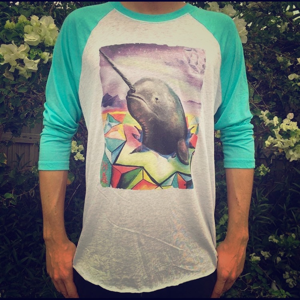 Narwhal 3/4 sleeve baseball tee